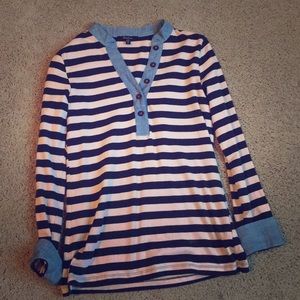 Striped/chambray Henley